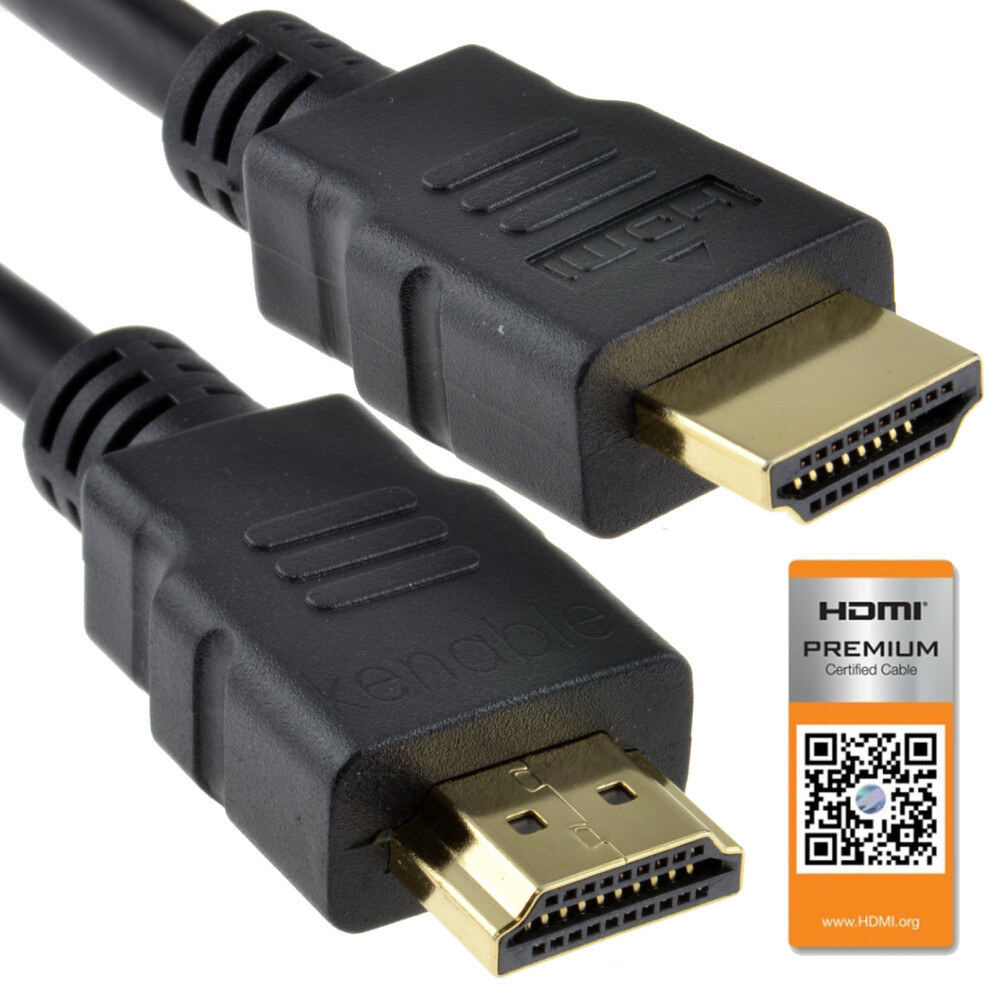 kenable Certified HDMI 2.0 4K 2K 60Hz UHD HDR 18Gbps Premium Cable Black 1m