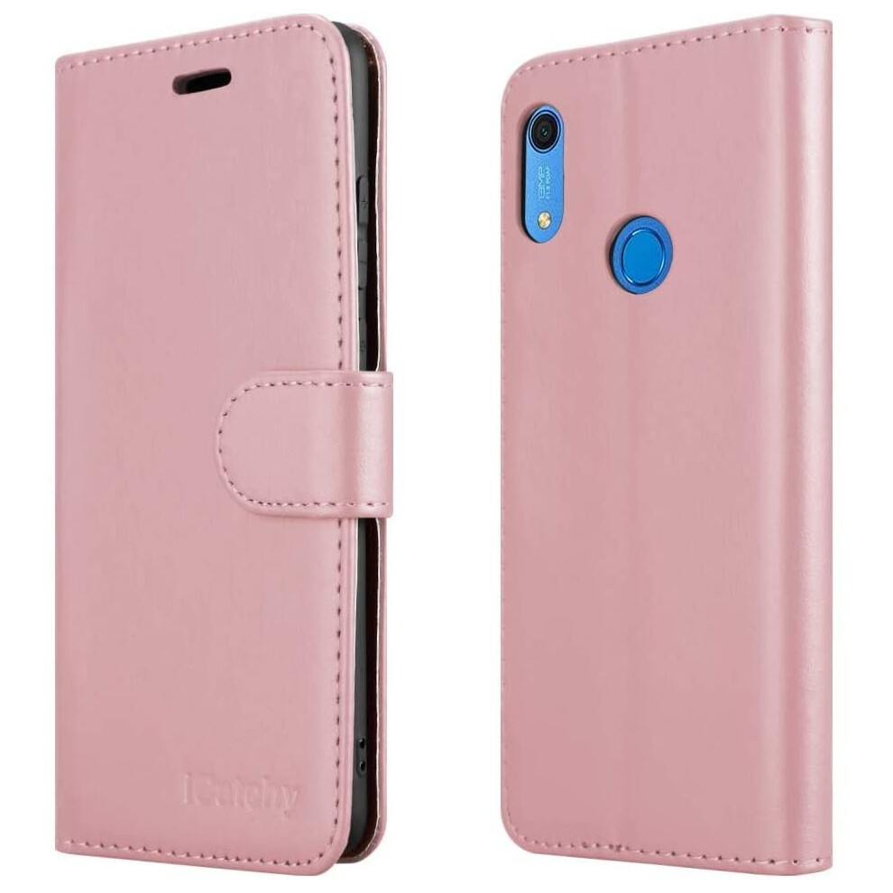 (Rosegold) For Huawei Y6s Phone Wallet Book Leather Case Gold 5056298099139