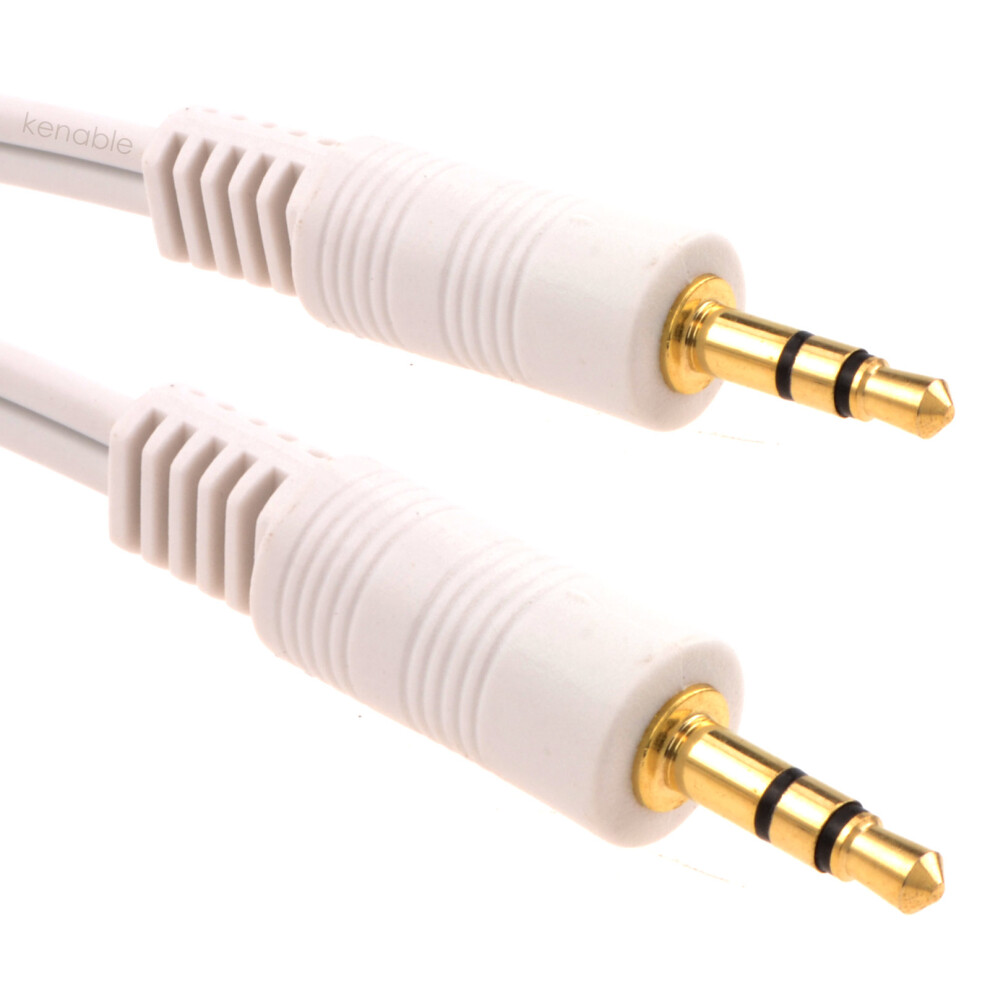 kenable 3.5mm Stereo Jack Plug to 3.5mm Stereo Jack Plug Cable White 0.5m 50cm