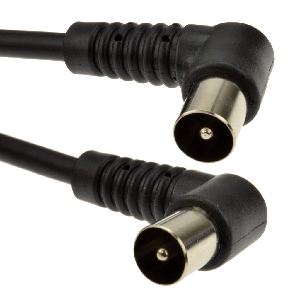 kenable RF Fly Lead Right Angle Male Plug to Plug Coaxial TV Freeview Cable 2m