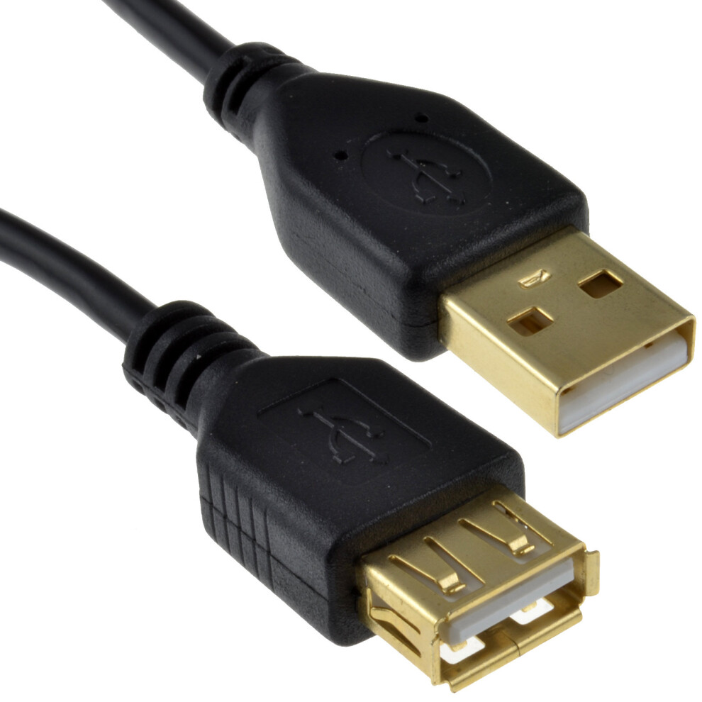 kenable GOLD USB 2.0 24AWG High Speed Cable EXTENSION Lead A Plug to Socket 2m