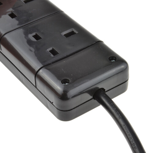kenable kenable 3-Gang UK 13A Trailing Socket Mains Extension Lead, Black, 1m (Code 9632) 1