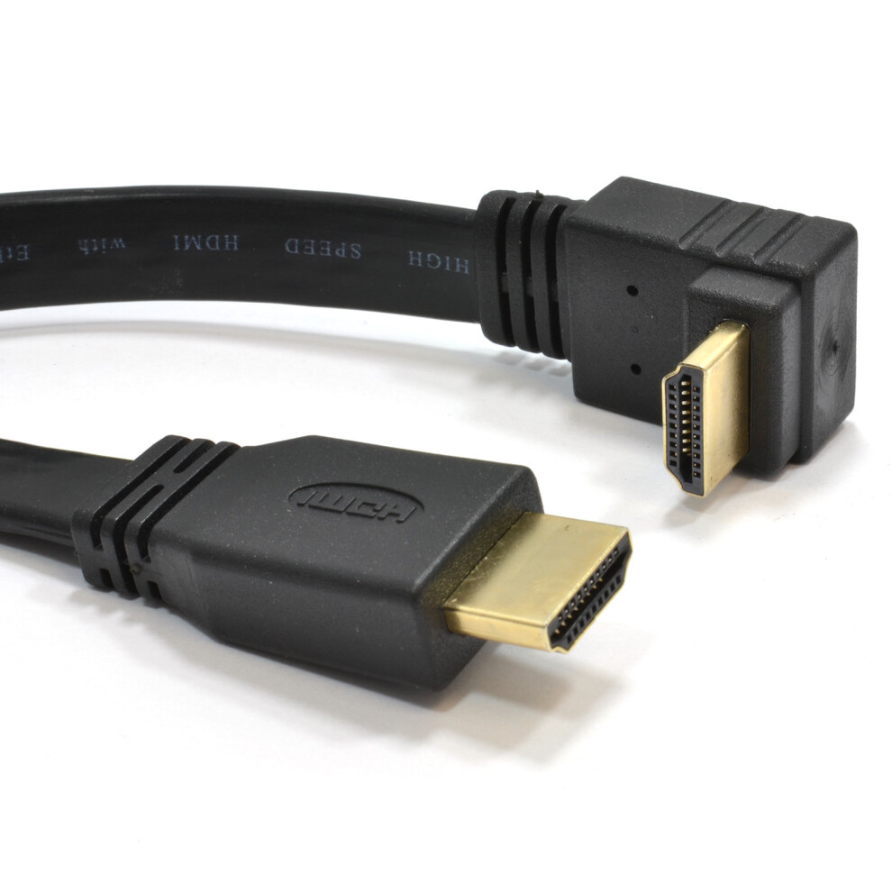 kenable FLAT HDMI RIGHT ANGLE High Speed Cable for 3D TV 1.4 Lead Gold  1m