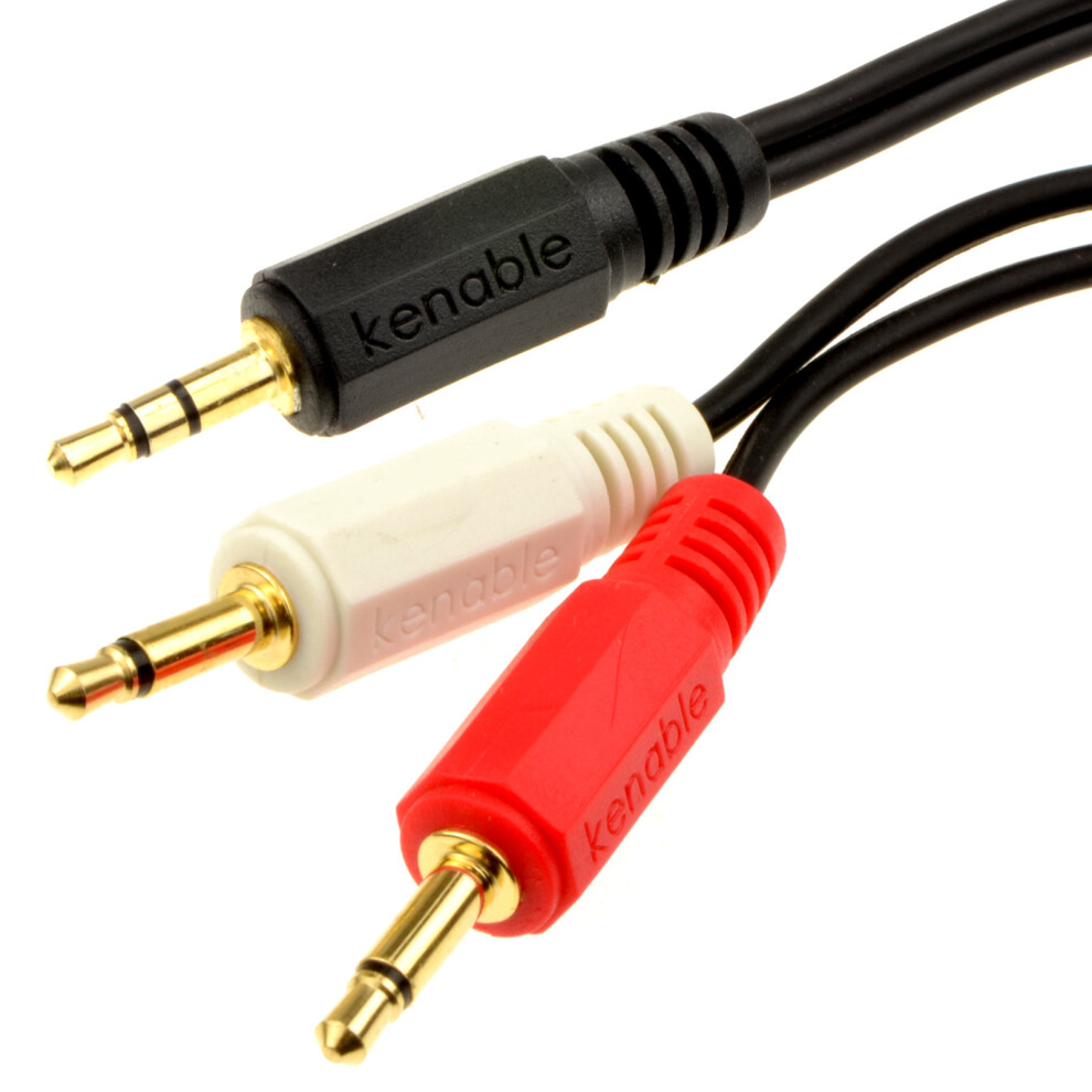 3.5Mm Stereo Aux Jack To Twin Mono 3.5Mm Jack Plugs Ofc Audio Cable 3M Gold 5055383468119