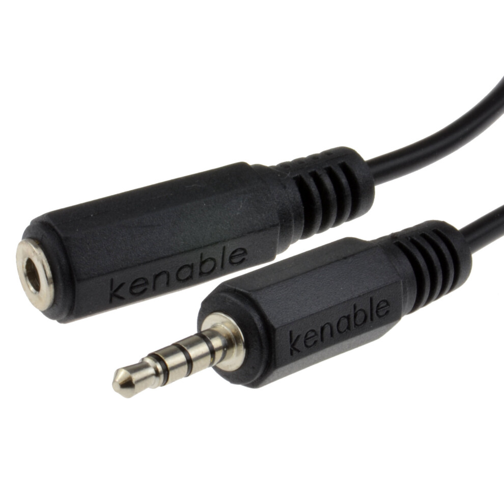 kenable 4 Pole TRRS 3 Band 3.5mm Jack Plug to 3.5mm Socket Extension Cable 3m