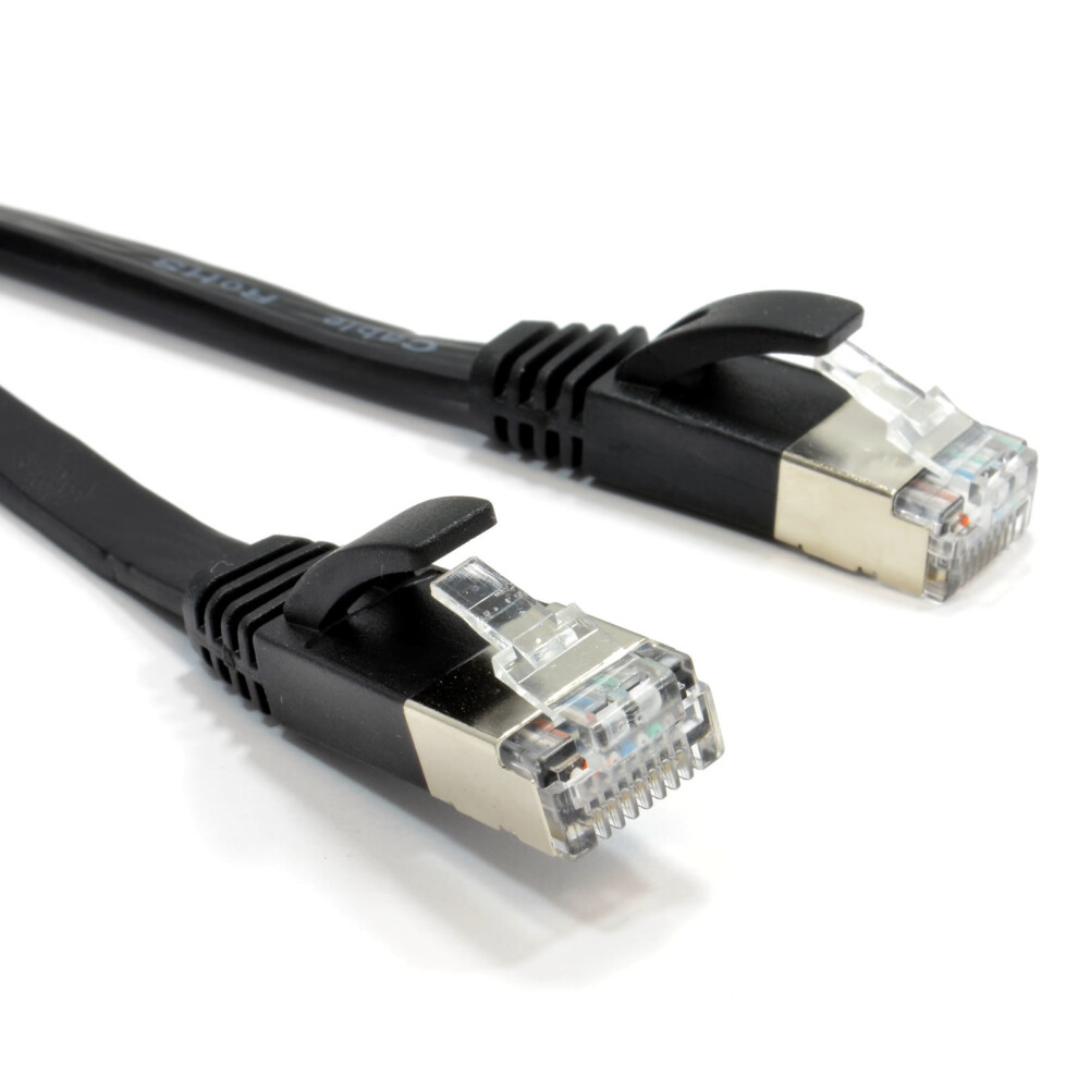 kenable FLAT CAT6A S STP Shielded 500MHz Ethernet LAN Cable RJ45  0.5m BLACK