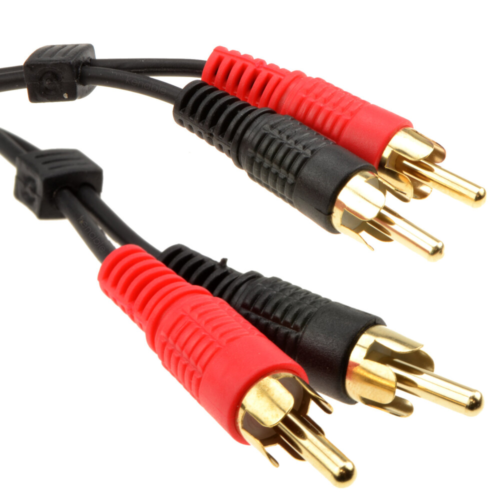 kenable RCA Phono Twin Plugs to Plugs Stereo Audio Cable Lead GOLD  2m