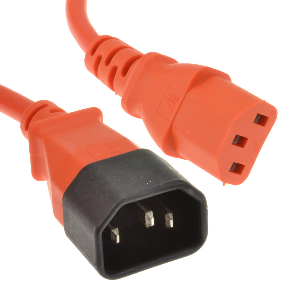 kenable Power Extension Cable IEC Male to Female UPS C14 to C13 0.5m Orange