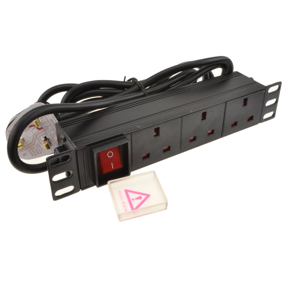 kenable 3 Gang Mains Power Outlet PDU for SOHO 10 inch Data Cabinet 1U