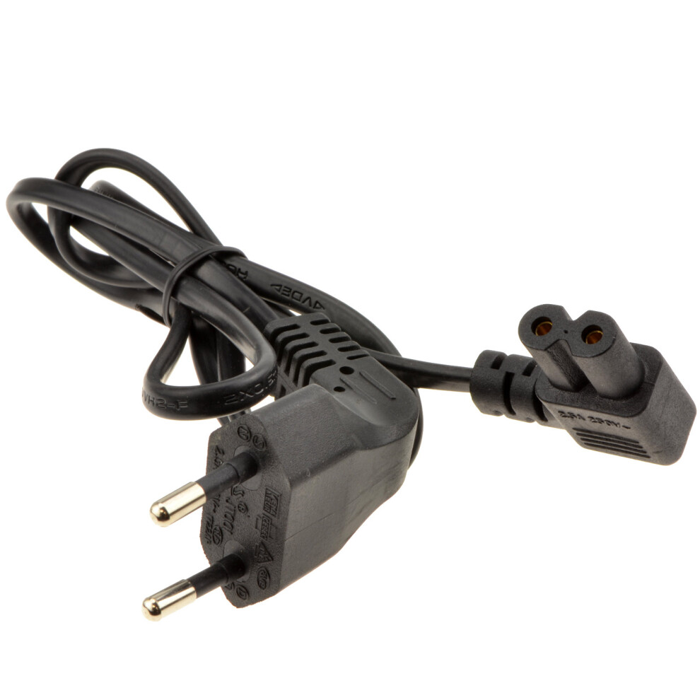 Kenable Right Angle 2 Pin Euro Plug To Angled C7 Plug Power Cable Lead 1M