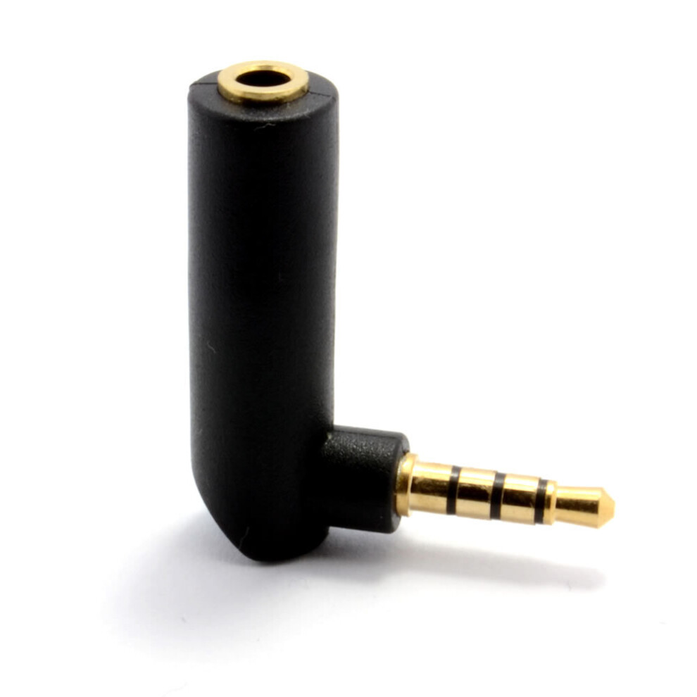 kenable 4 Pole 3.5mm Jack Socket to Right Angle Plug AV Cable Adapter GOLD