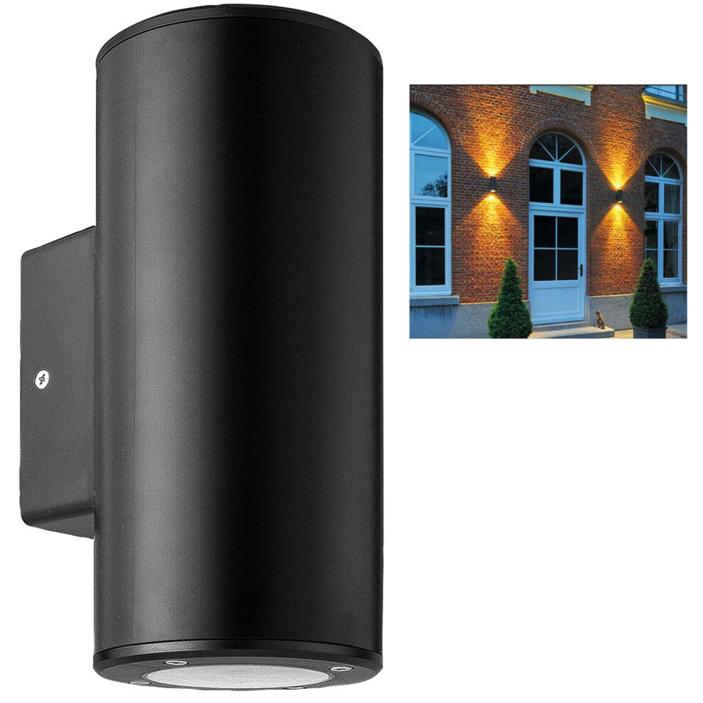 kenable Wall Mounted GU10 Up & Down Outdoor IP44 Garden Rounded Light Black