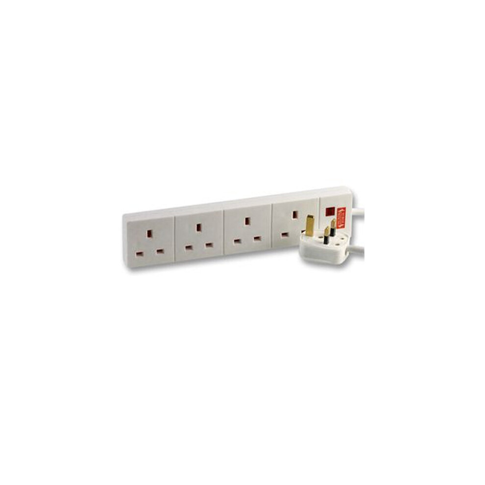 kenable Surge Protected 4 Gang Way Mains Extension Socket UK 13A White  8m