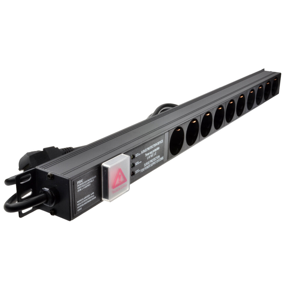 kenable Surged Power Distribution Unit PDU 10 Way Euro Schuko Socket & Plug