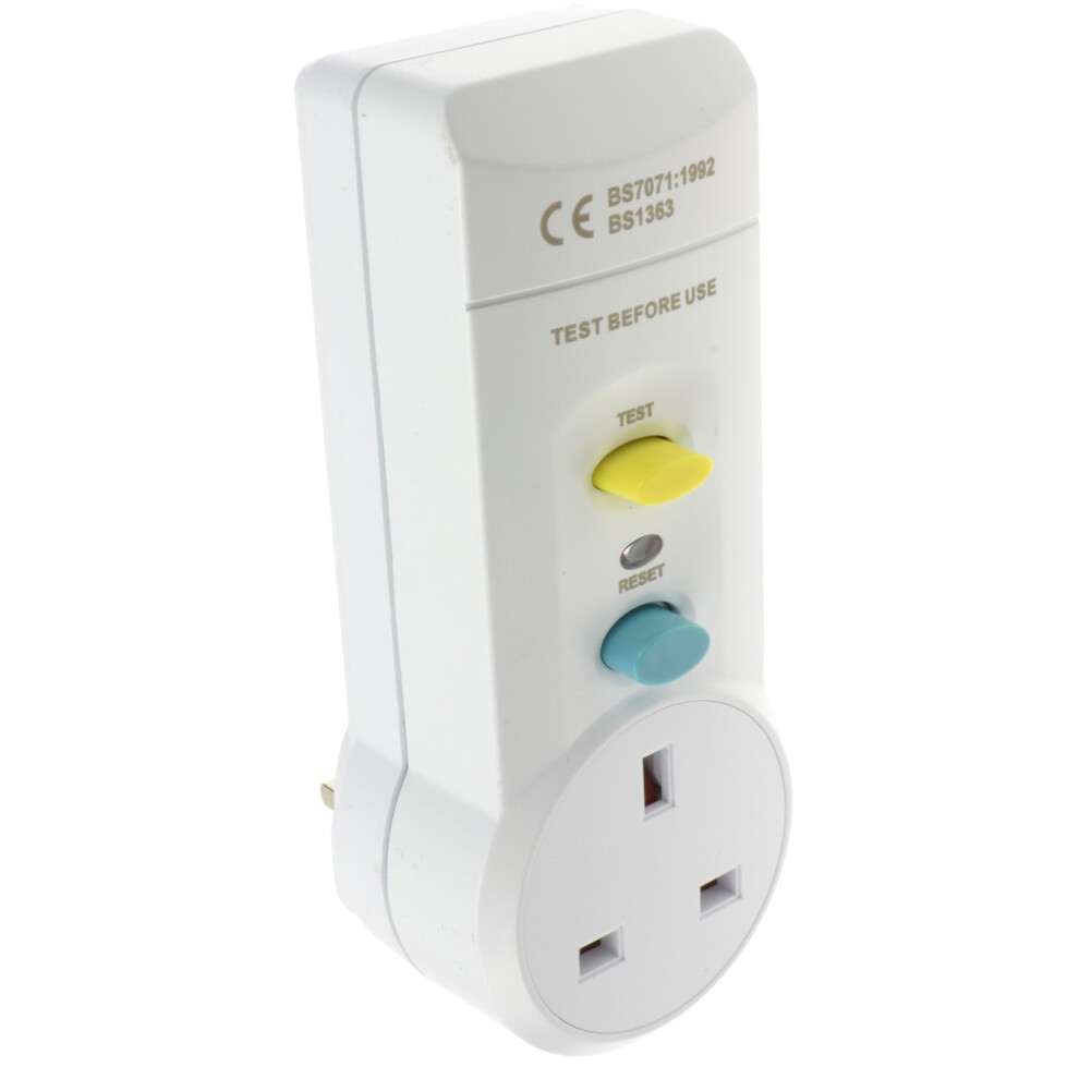 kenable RCD 13 Amp UK Mains Socket Plug Power Adapter with Test & Reset Button