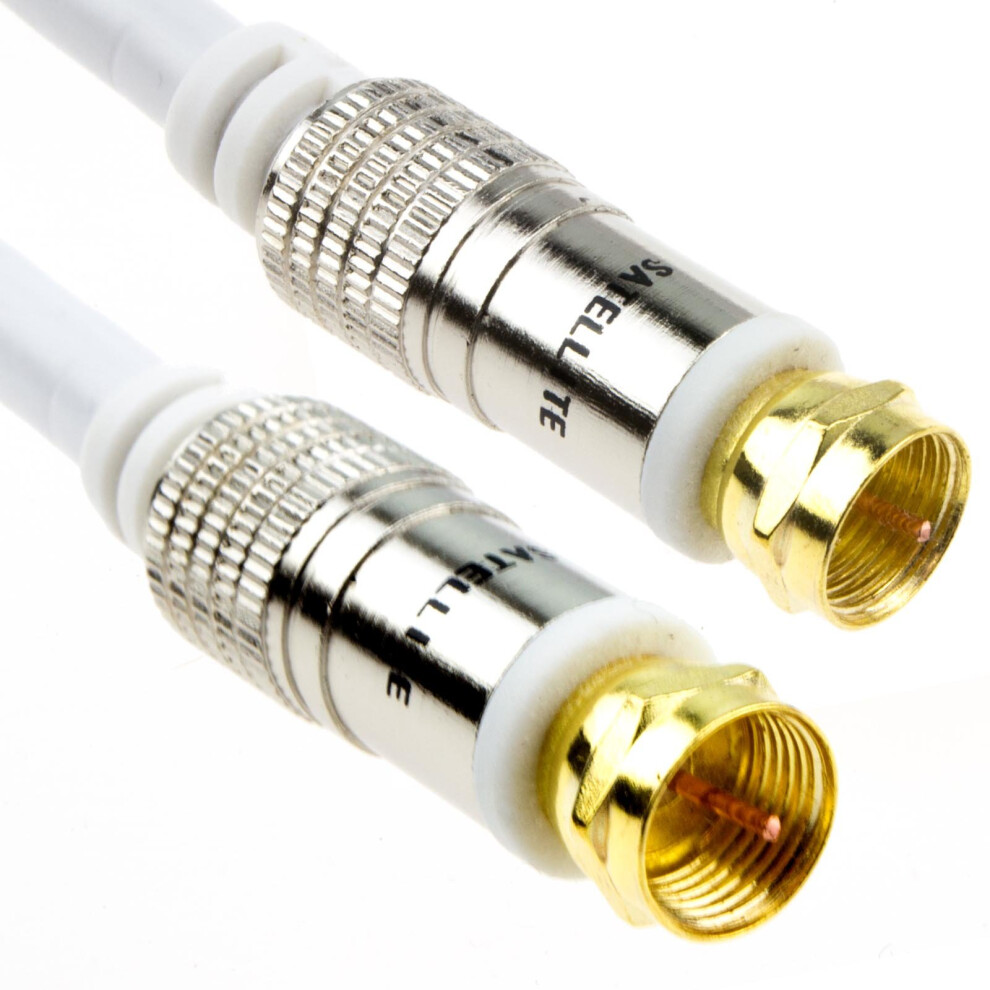 kenable Pure RG6 HD Satellite Cable TV F Type Screw Plug to Plug Gold 2m WHITE