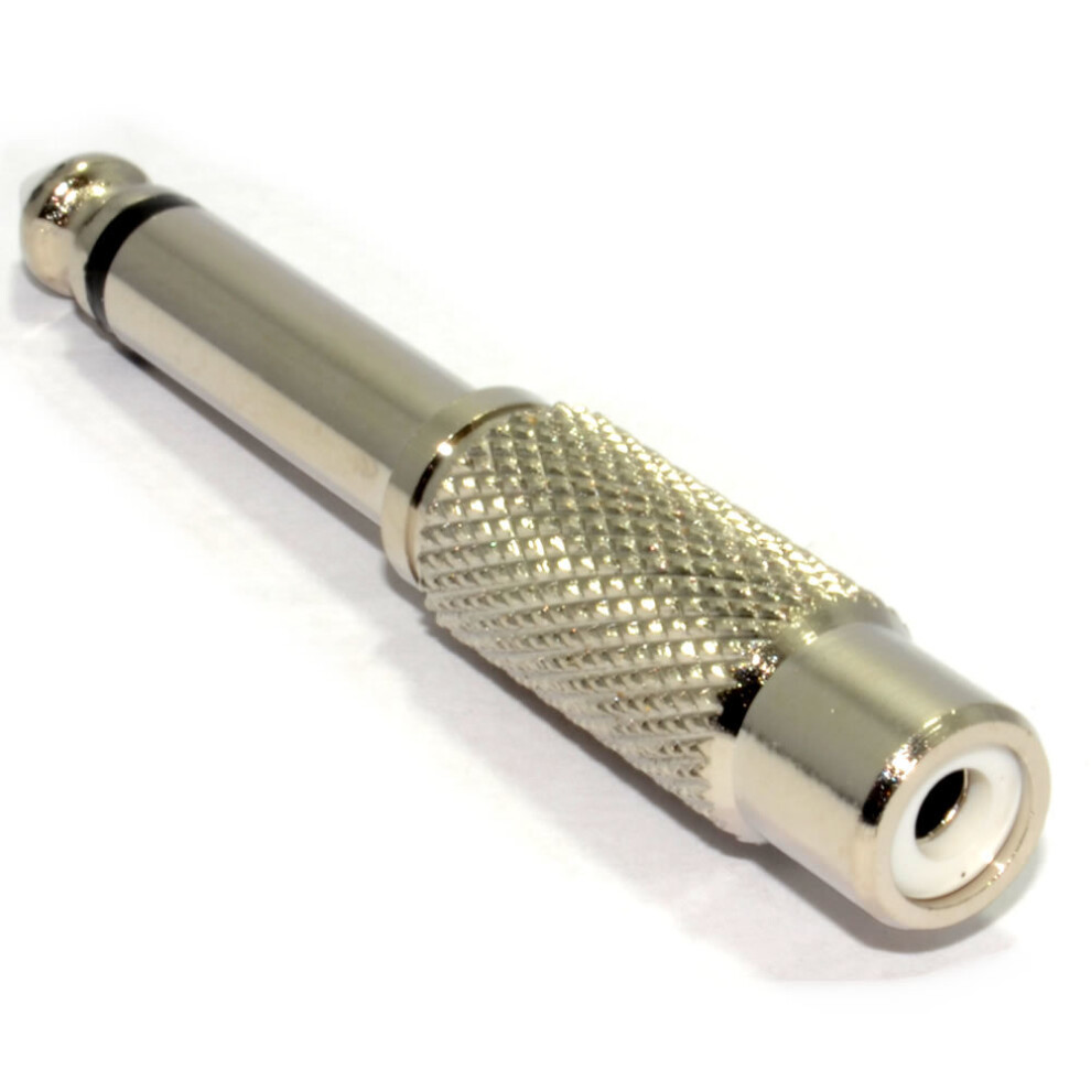 kenable RCA Phono Socket to 6.35mm Mono Jack Plug Metal Adapter