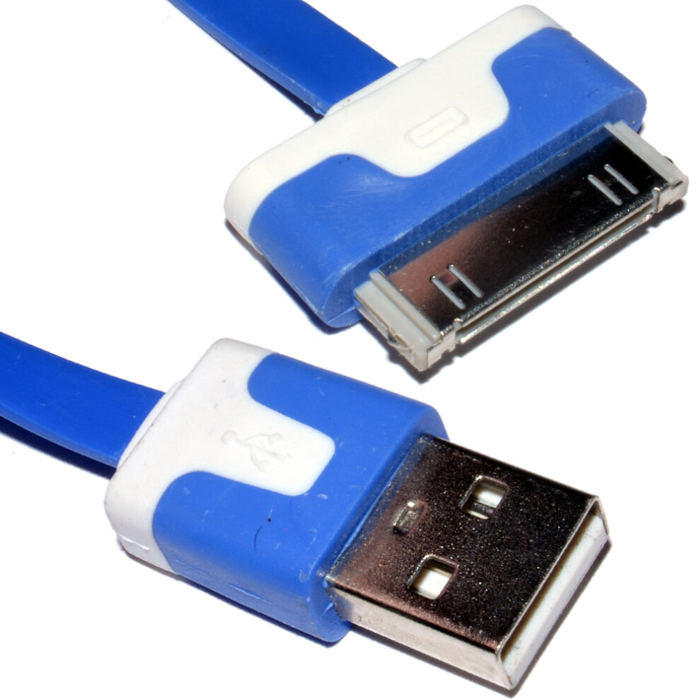 30 Pin Data & Charging Usb Flat Cable 3M Long Blue 5055383466030