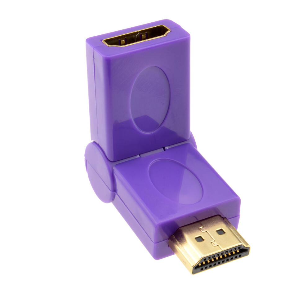 kenable HDMI 180 Degree Bend Multi Angle Socket to Plug Adapter Purple