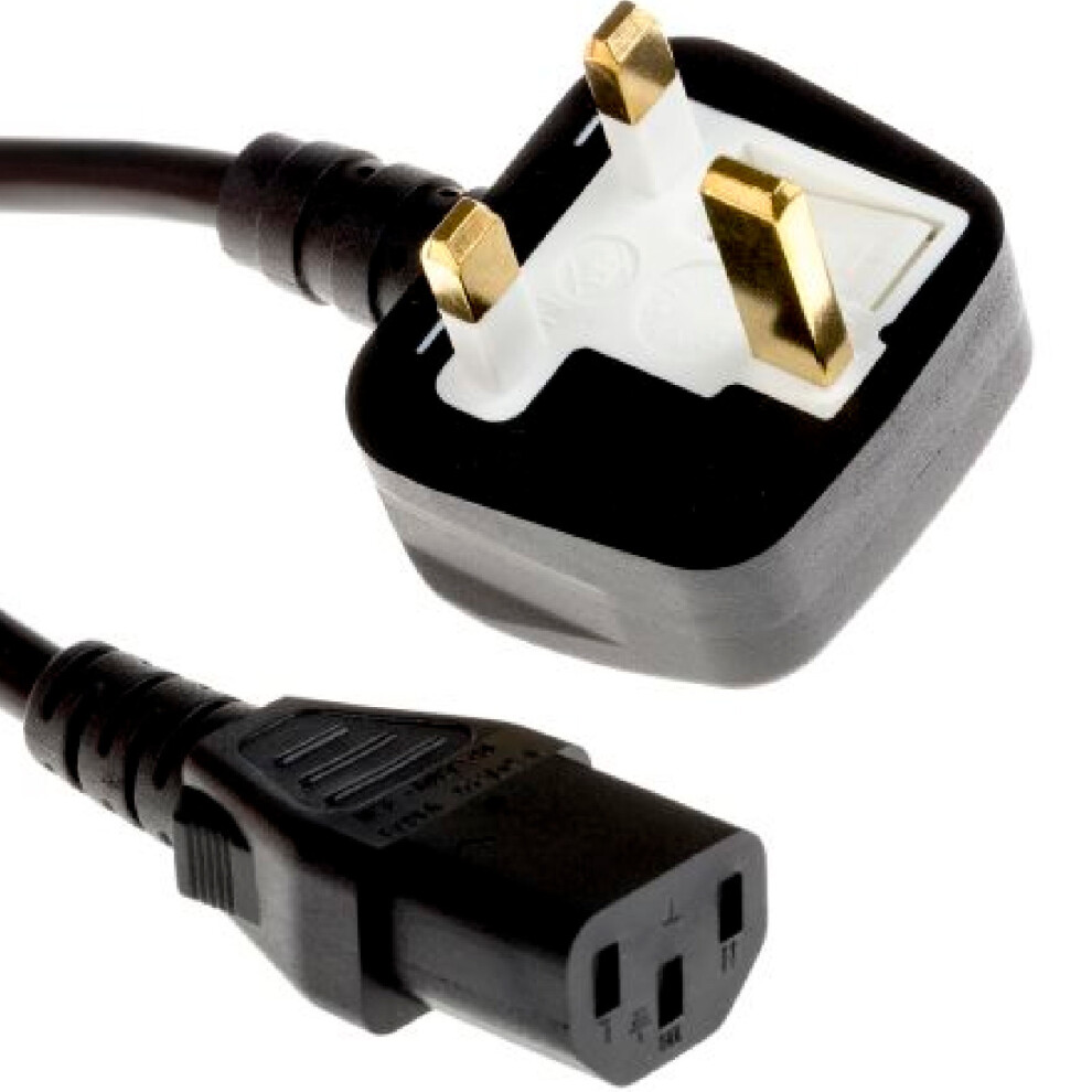 kenable Power Cord UK Plug to IEC 10A 1.00mm2 Cable  PC Mains Lead  C13  2m