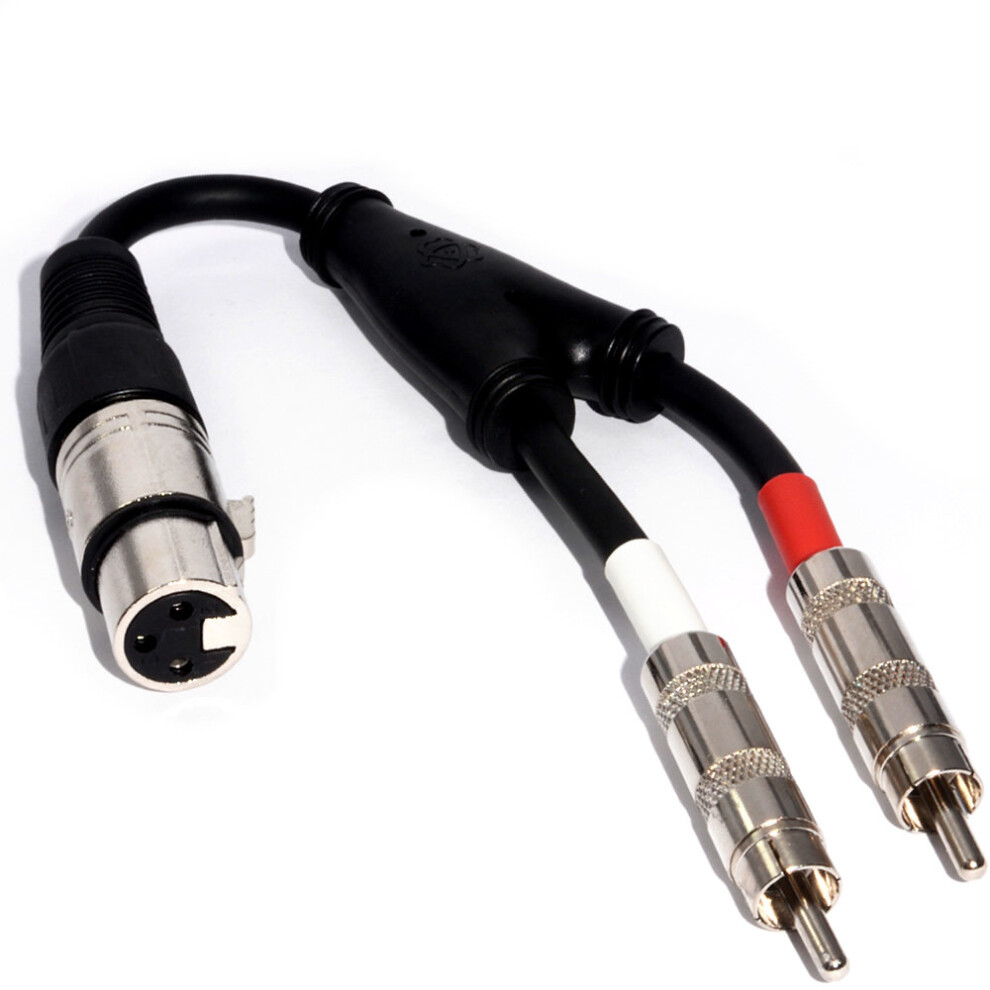 kenable XLR 3 Pin Female to 2 x Phono Connections PVC Shielded Cable