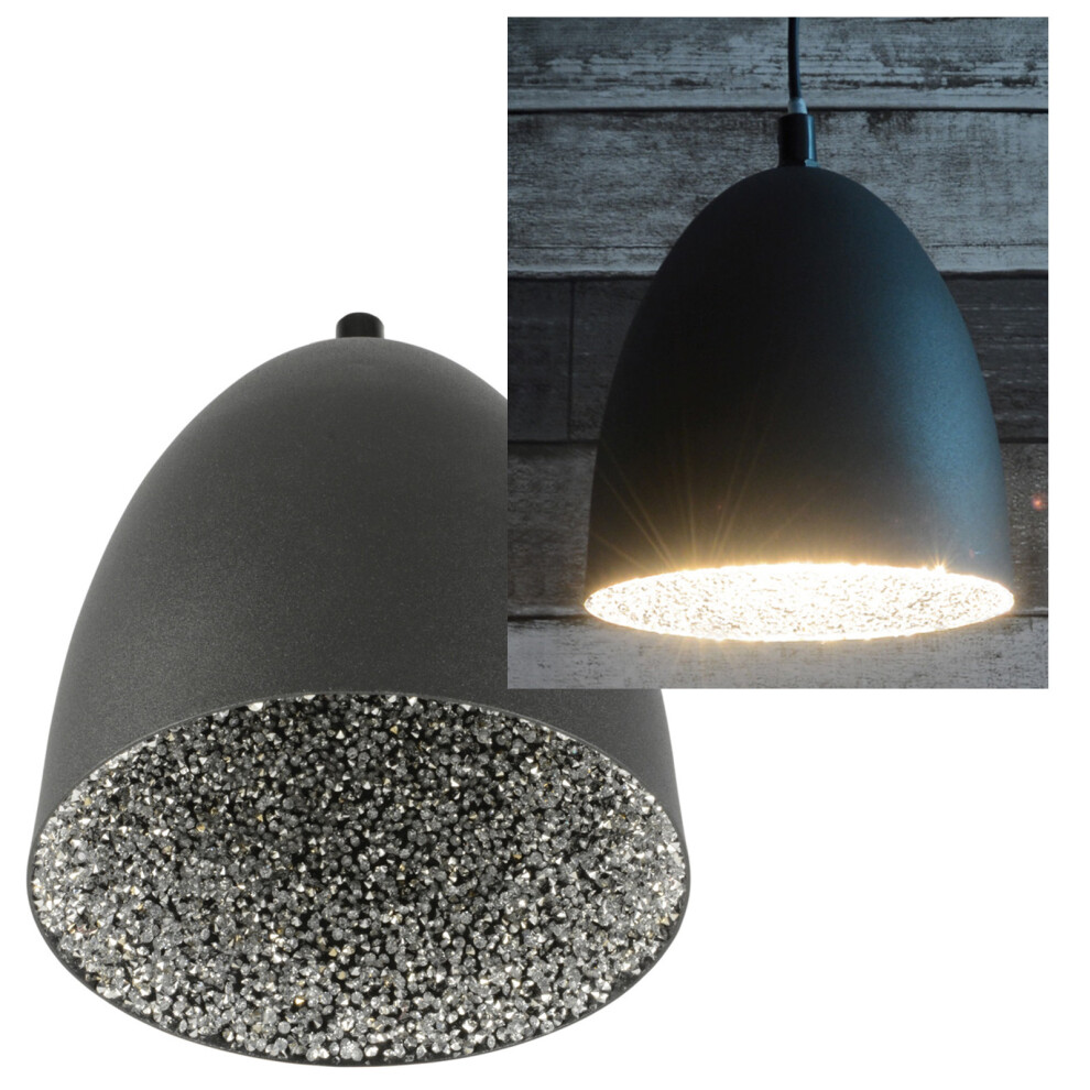 Dome Pendant  Metal  Light E27 Fitting with Crystal Effect Inner