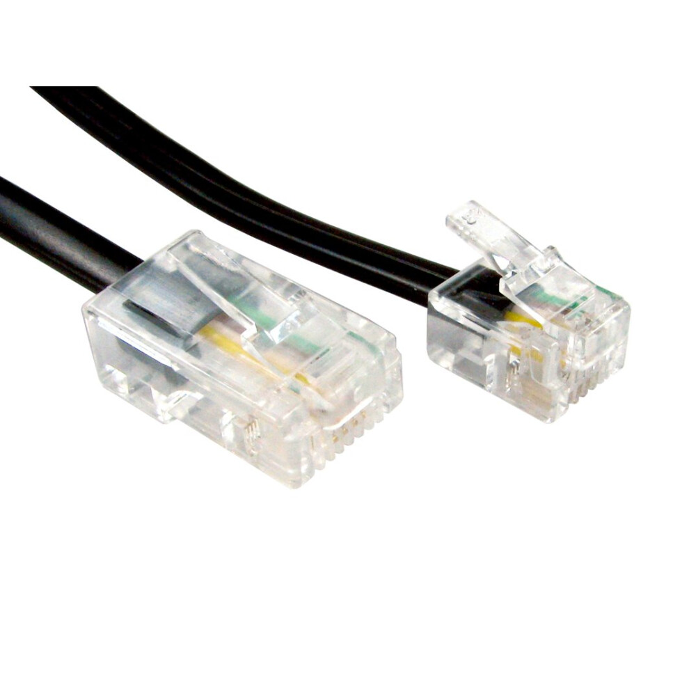 kenable RJ11 Male Plug to 4 wire RJ45 Male Plug Flat Cable Lead 10m BLACK