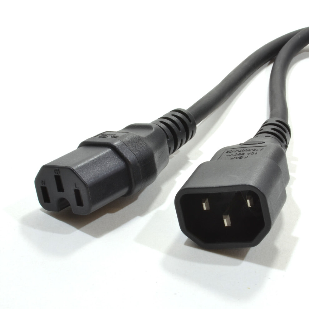 kenable Power Extension Cable IEC Male to Female UPS Lead C14 to C15   2m