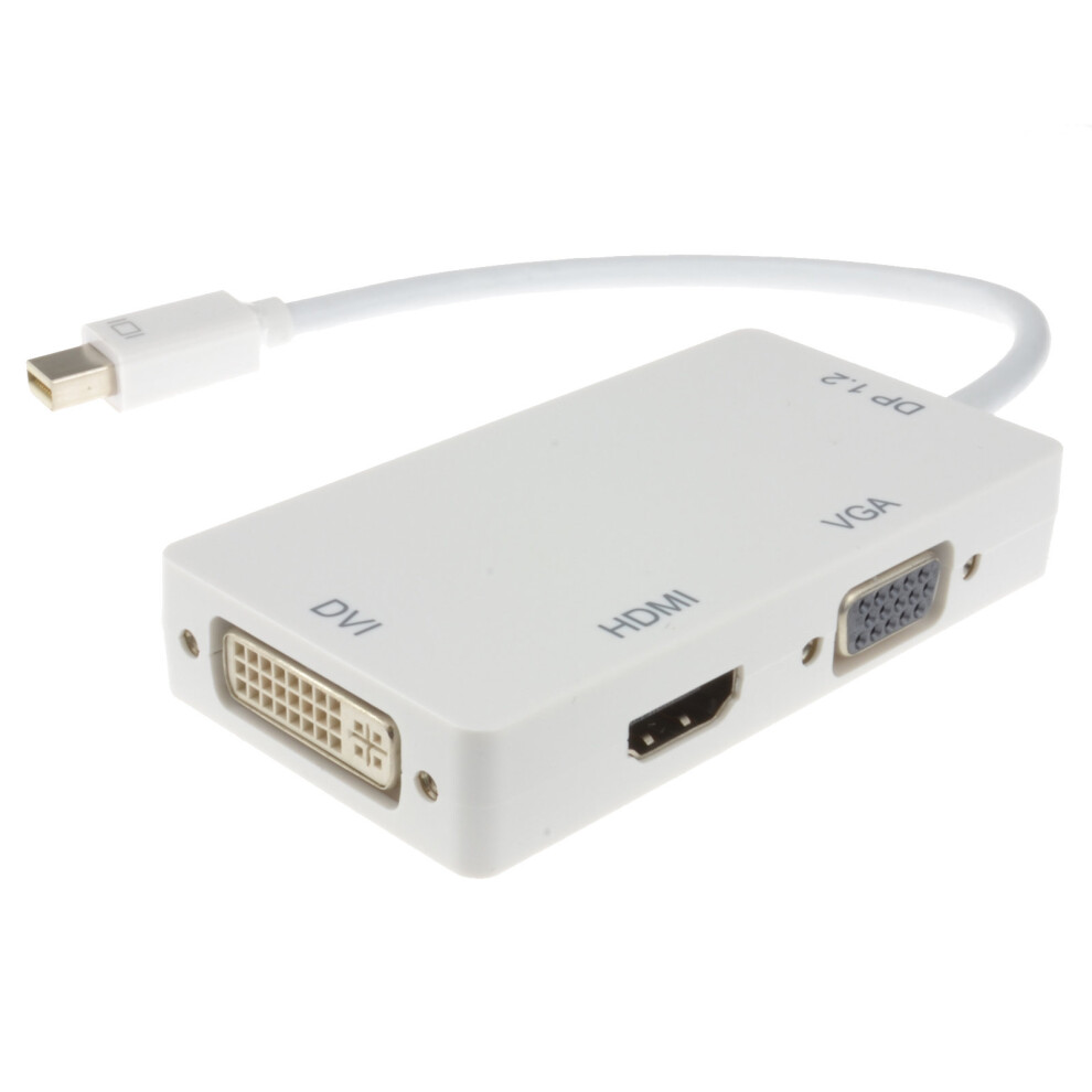 kenable Mini DisplayPort to DVI D HDMI or VGA 4k x 2k Video Adapter White 15cm