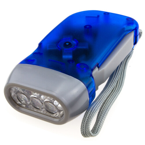 kenable kenable Squeeze Charge Battery Powered 3 LED Camping Dynamo Torch with Hand Strap