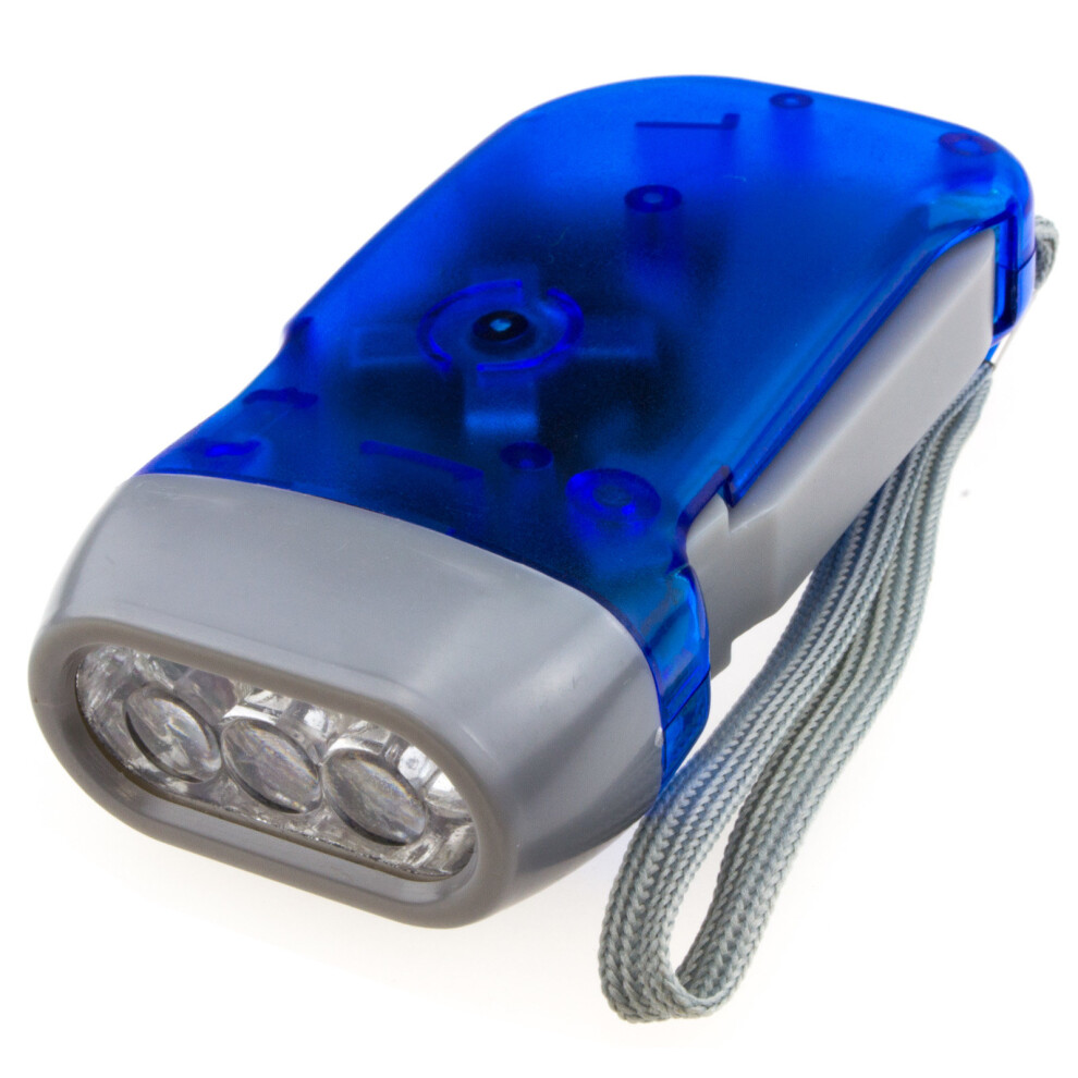kenable Squeeze Charge Battery Powered 3 LED Camping Dynamo Torch with Hand Strap