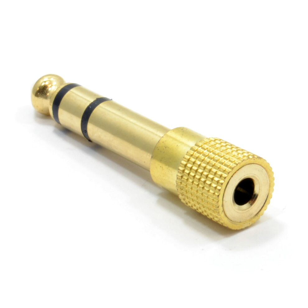 kenable 3.5mm Stereo Jack Socket to 6.35mm Stereo Male Plug Adapter Gold