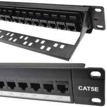 24 Port RJ45 CAT5e In Line Pass Through Keystone Coupler 19 Inch Patch Panel