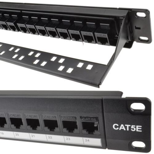 kenable 24 Port RJ45 CAT5e In Line Pass Through Keystone Coupler 19 Inch Patch Panel