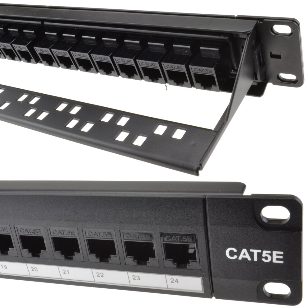 kenable 24 Port RJ45 CAT5e In Line Through Coupler Patch Panel with Back Bar