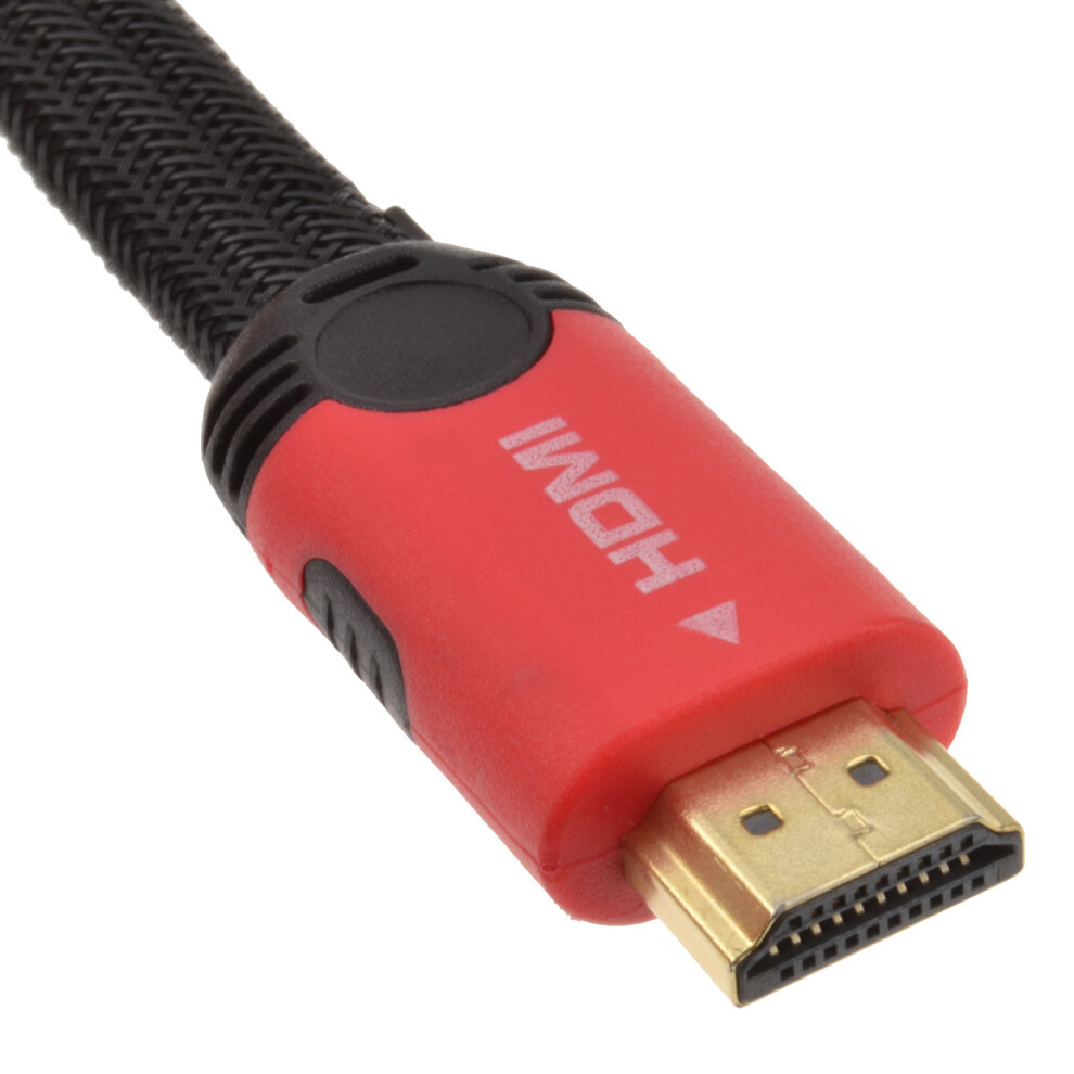 kenable Braided Low Profile Flat HDMI For HD TV High Speed Lead Cable 2m Red