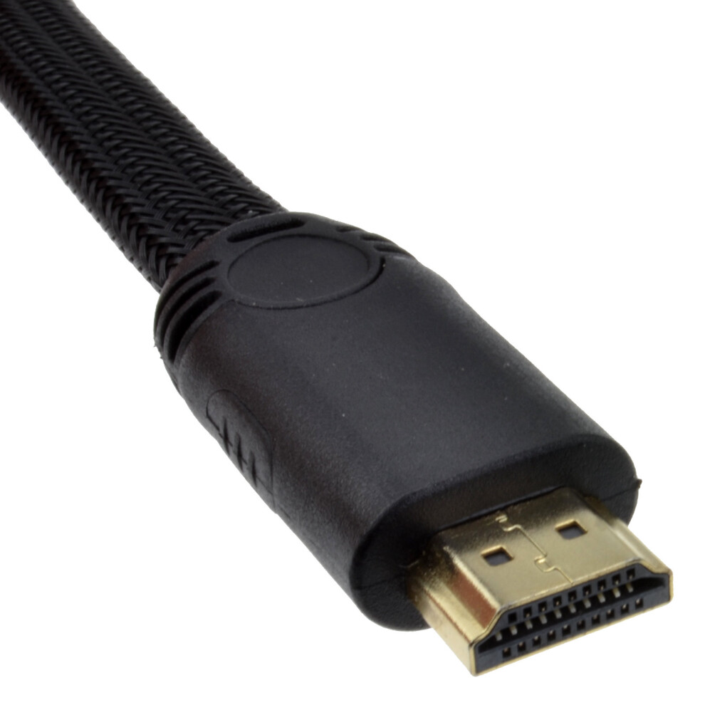 kenable Braided Low Profile Flat HDMI For HD TV High Speed Lead Cable 2m Black