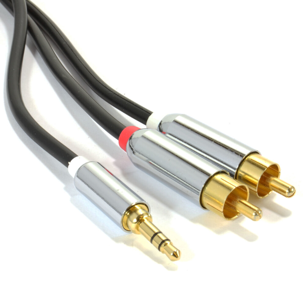 kenable PRO OFC 3.5mm Stereo Jack to 2 x RCA Phono Plugs Cable Gold 2m