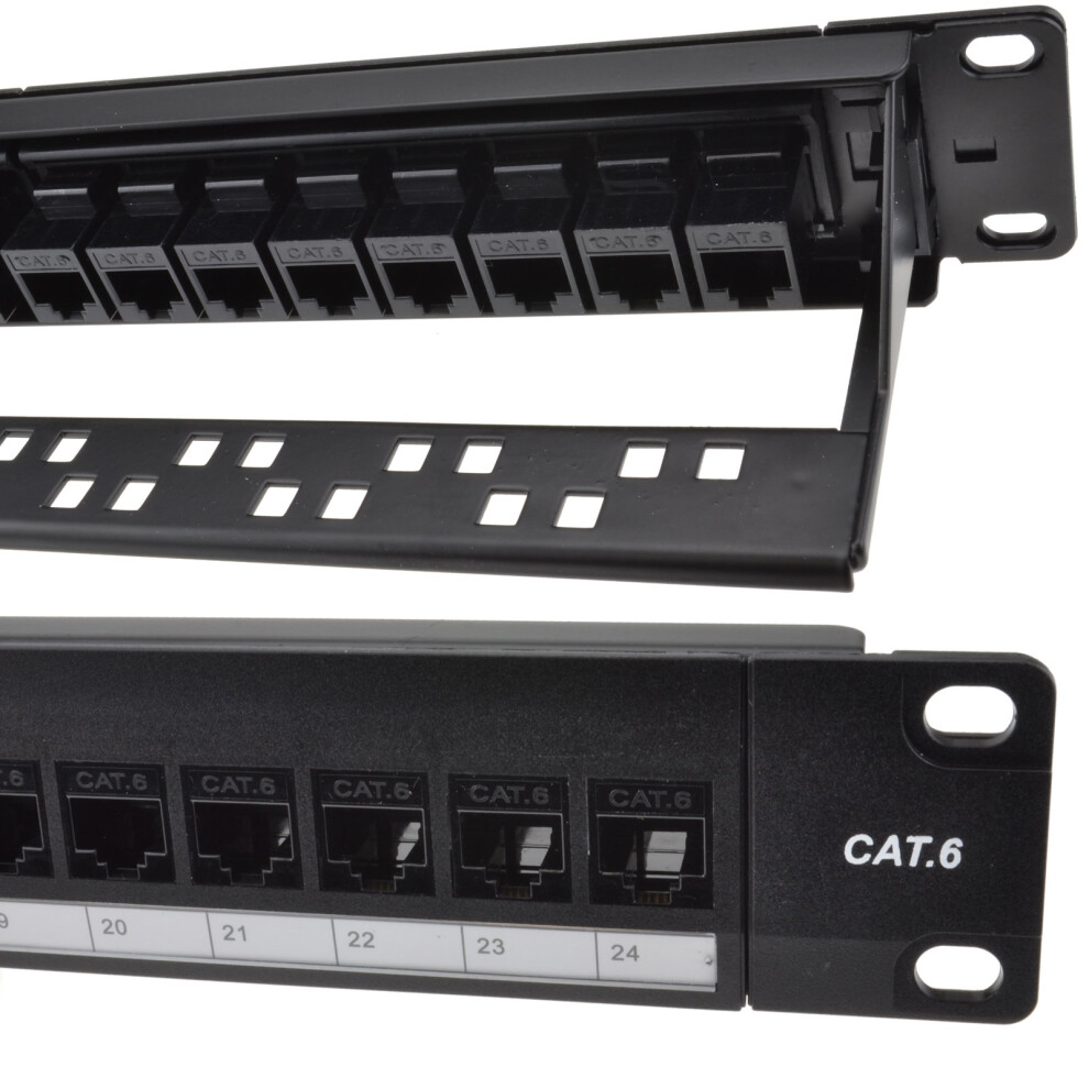 kenable 24 Port RJ45 CAT6 Gigabit Through Coupler Patch Panel with Back Bar