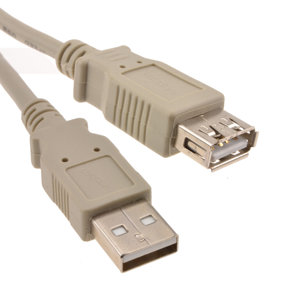 kenable USB 2.0 HQ Certified Shielded Extension Cable A to A Female Lead  3m Beige