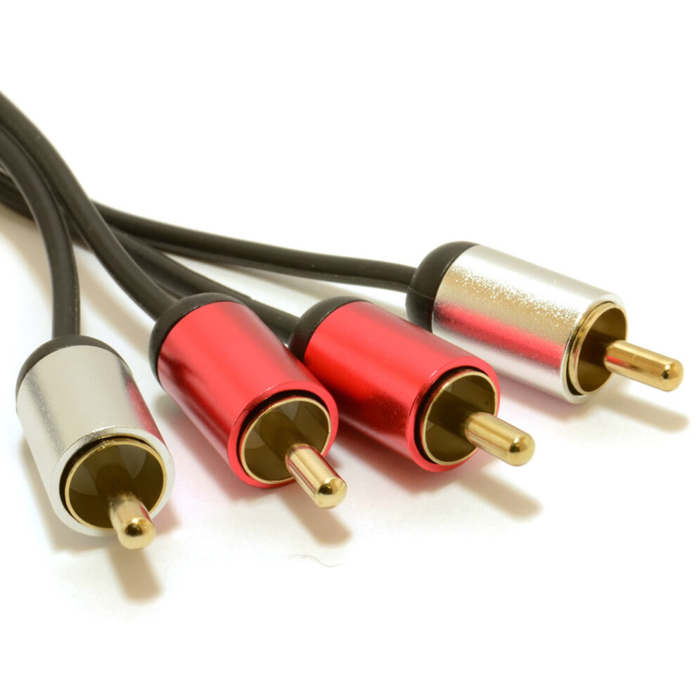 Kenable Aluminium Pro 2X Rca Phono Plugs Stereo Audio Cable Gold Lead 3M