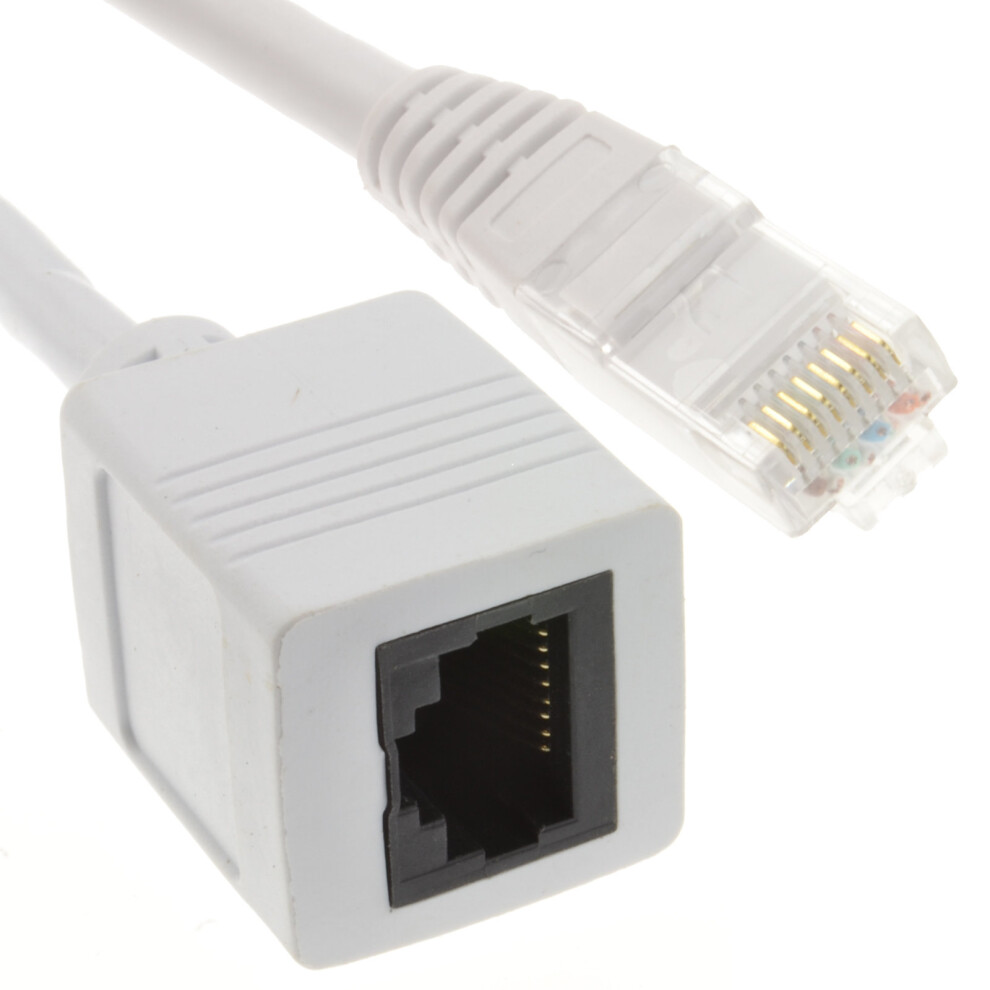 kenable Network CAT6 UTP Ethernet RJ45 Extension Male Female Cable White 10m