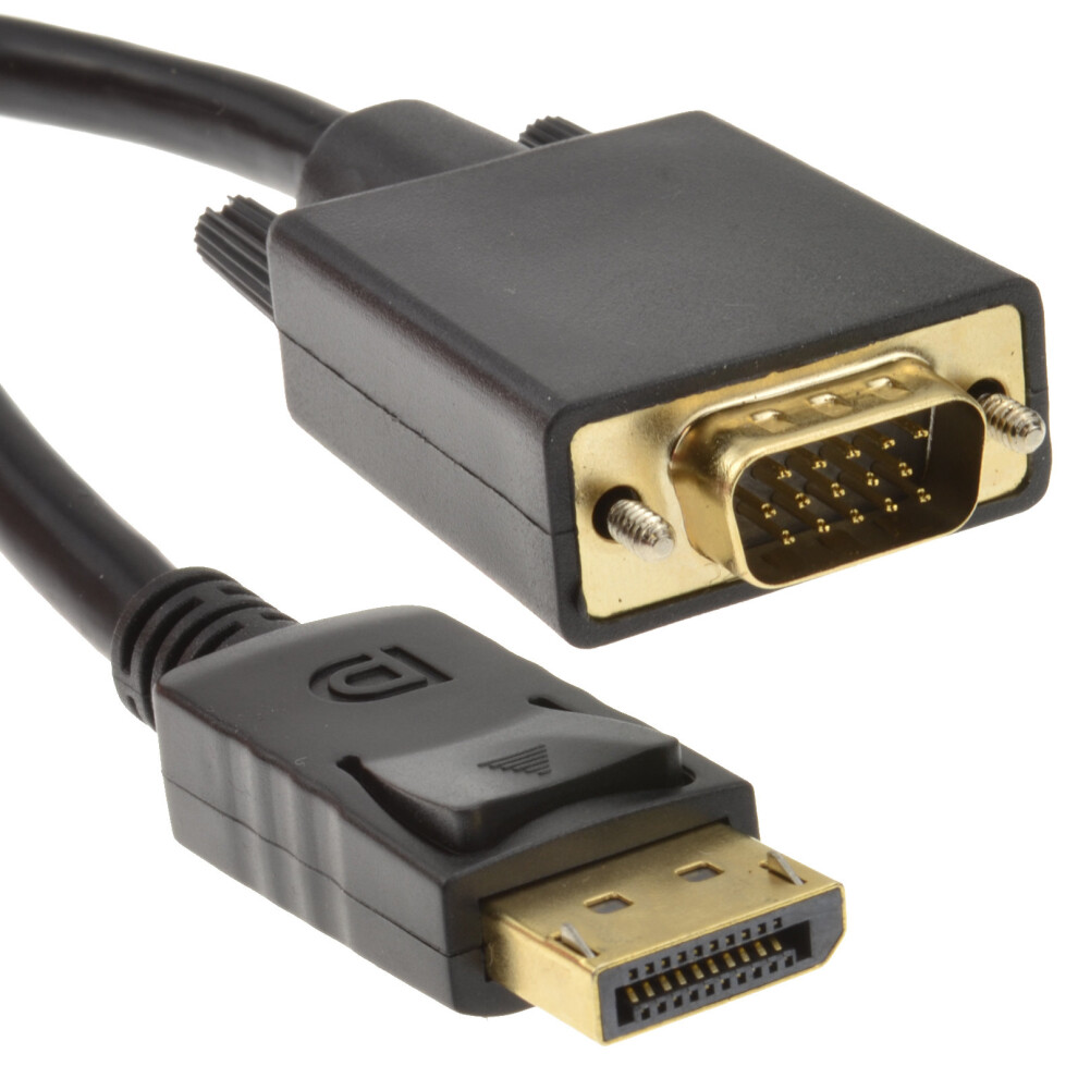 kenable DisplayPort Plug to SVGA VGA HD Male 15 Pin Plug Cable Lead 2m