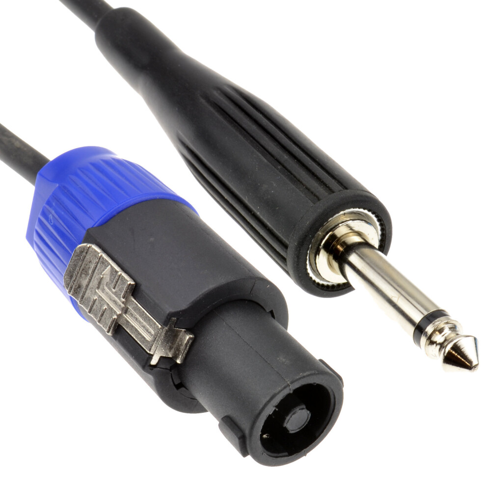 PA Speaker Lead Locking SPK to 6.35mm Mono Jack Plug Cable  1.5m