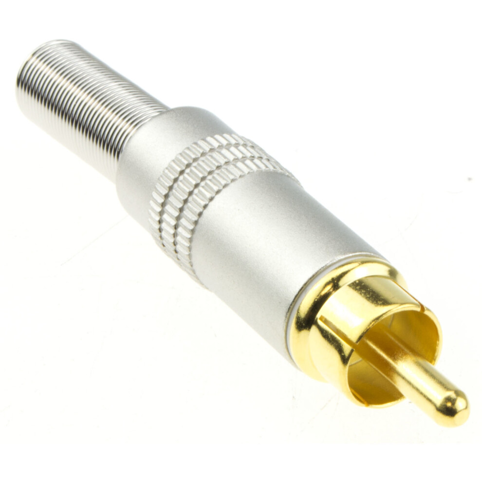 Kenable Hq All Metal Rca Phono Plug Av Cable Solder Terminal Contacts Gold/White