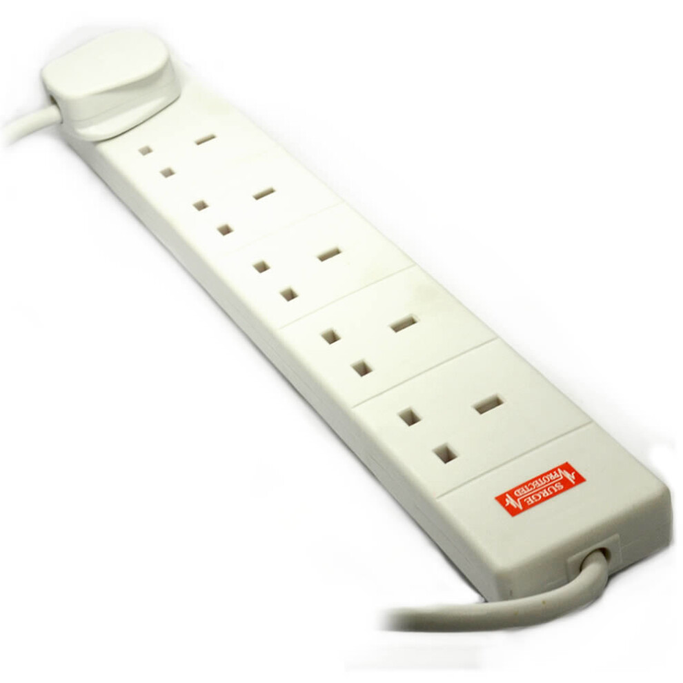 kenable Surge Protected 6 Gang Way Mains Extension Socket UK 13A White  5m