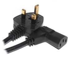 Power Cord UK Plug to Right Angle IEC C13 Cable (kettle lead) 15m