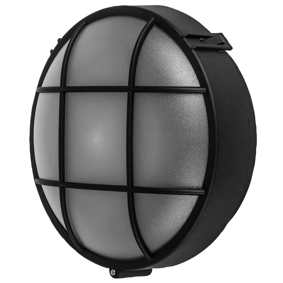 kenable Wall Mounted Lamp Outdoor Round Bulkhead E27 Light IP44 Black