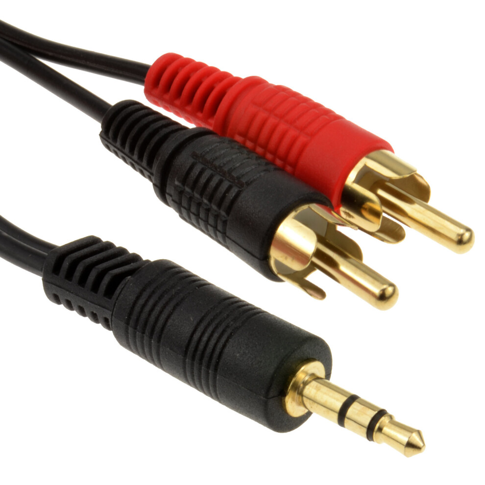 kenable 3.5mm Stereo Jack to 2 RCA Phono Plugs Audio Cable Lead GOLD 20m