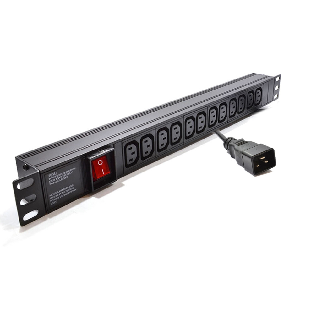 kenable Power Distribution 16 Amp Unit 12 Way C13 IEC 19 Horizontal PDU to C20